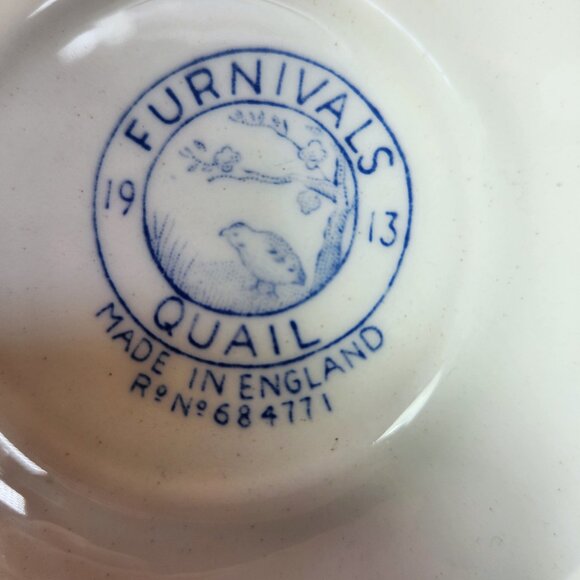 Antique Furnivals Saucer 5.5" 1913 Quail Blue RN684771 Made in England - Picture 7 of 7